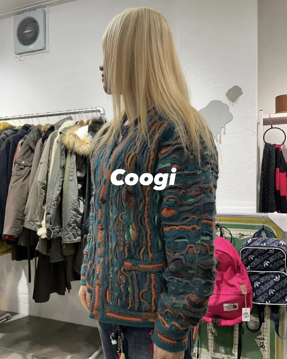 쿠지 coogi 케이블 니트 가디건